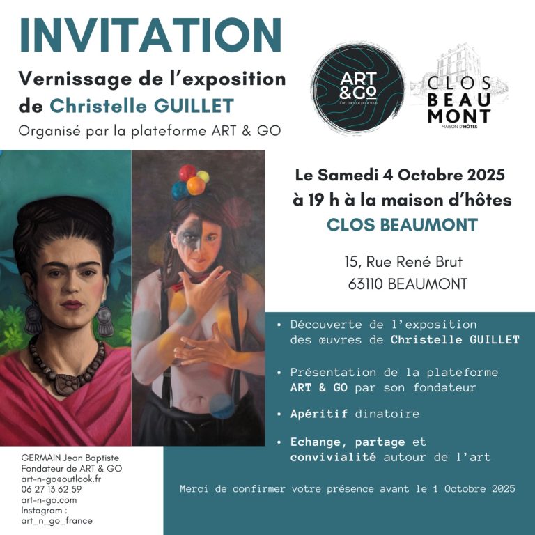 Evénement Clos Beaumont Exposition Art & Go avec Christelle Guillet